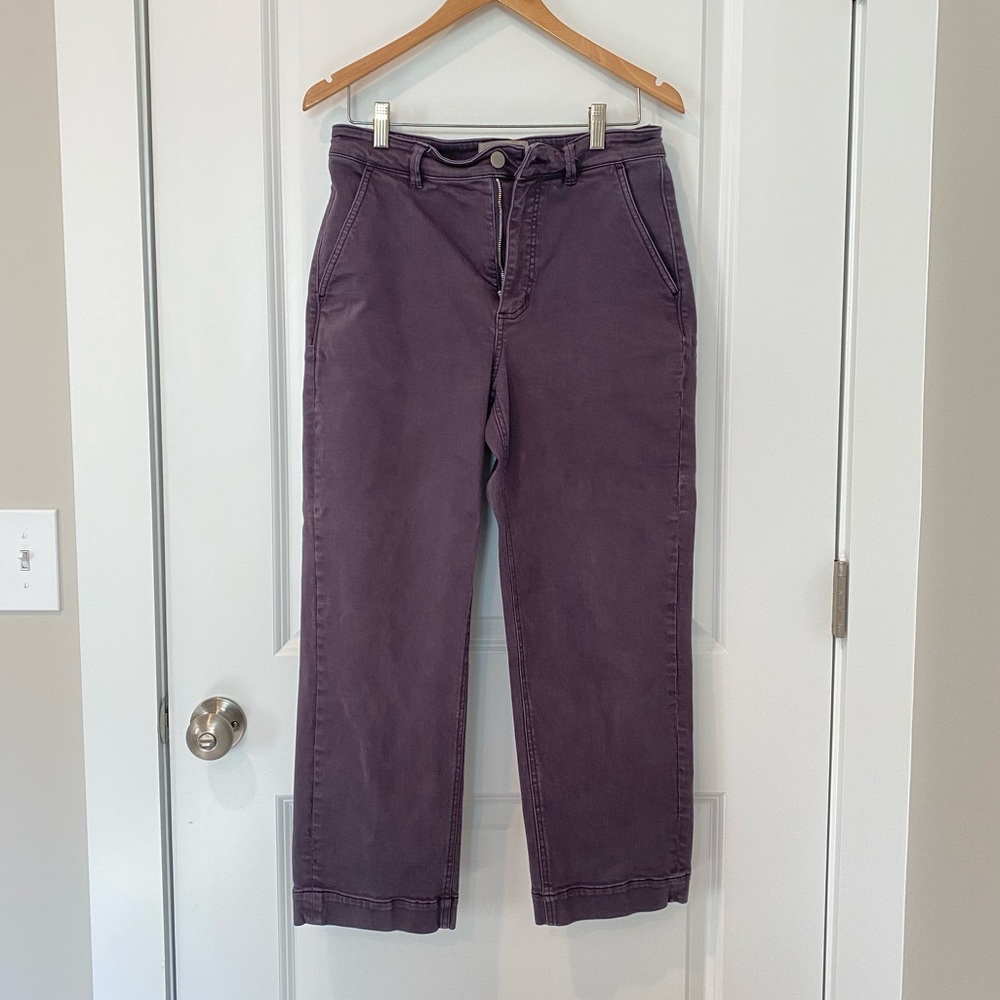 Everlane Straight Leg Cropped Pants size 8 Dusty Dark Purple